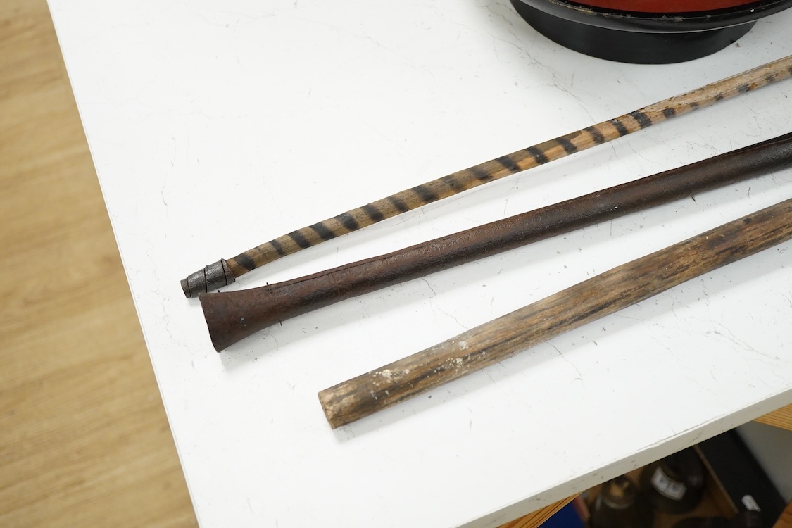 Three Zulu spears and a similar spear head (4) longest 175cm